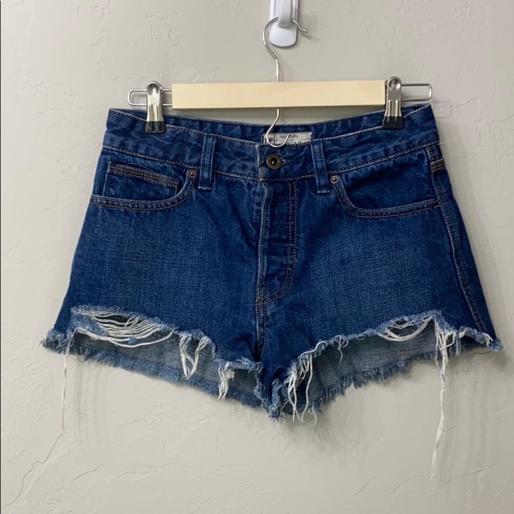 Free People high rise button fly denim shorts 25